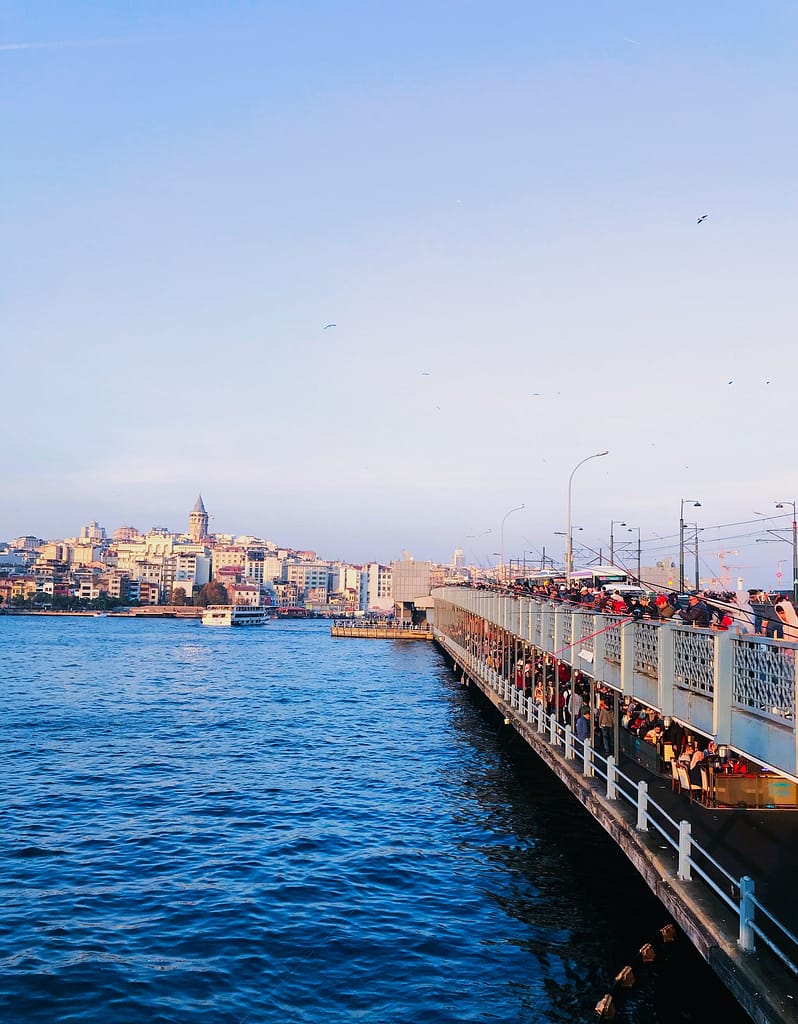multi layered bridge on the Bosphorus.restaurants,istanbul,turkey