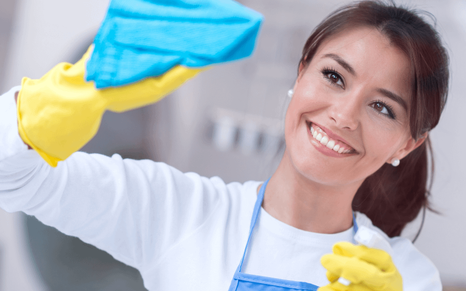 woman cleaning for mental health
